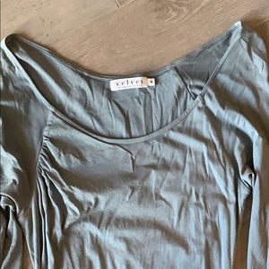 Velvet long sleeve rouched dress